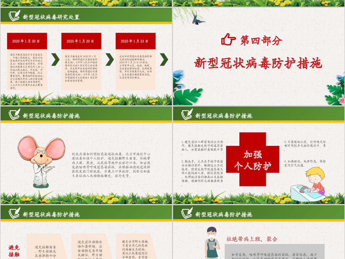 新型冠状病毒肺炎预防知识PPT模板