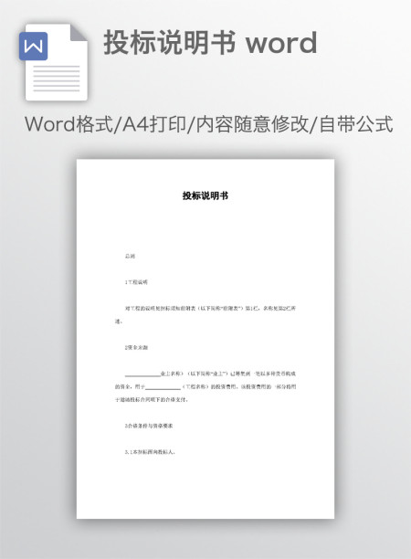 投标说明书 word
