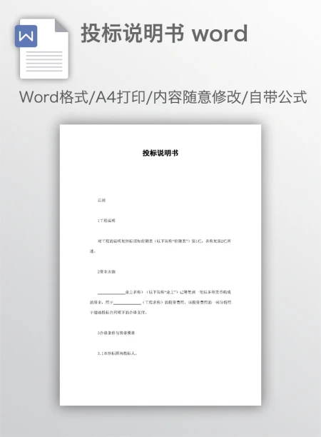 投标说明书 word