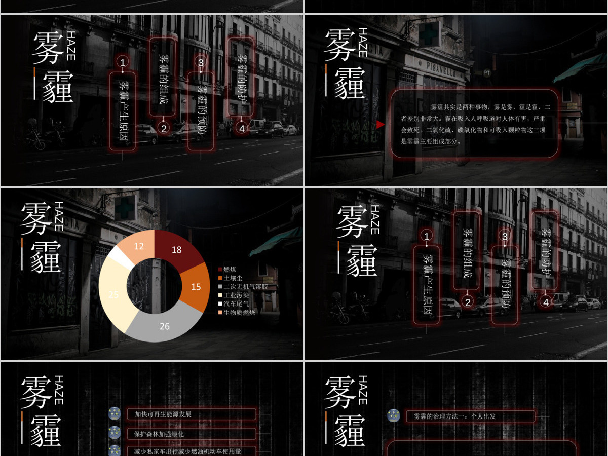 雾霾ppt模板 雾霾ppt模板