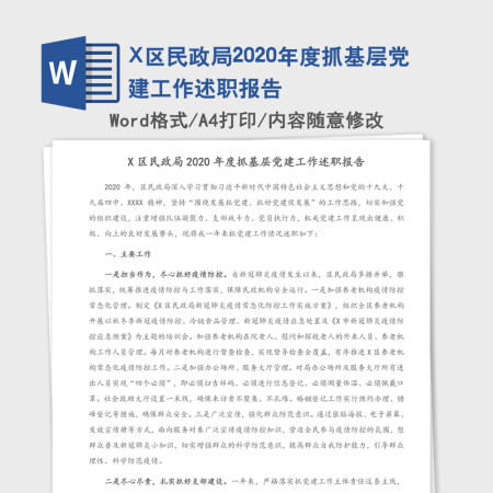 X区民政局2020年度抓基层党建工作述职报告