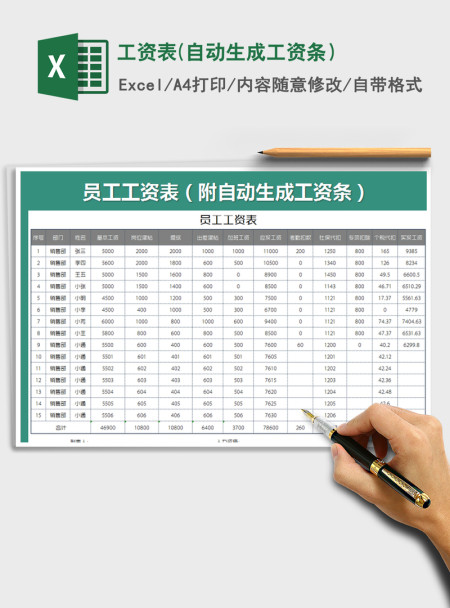 2021年工资表(自动生成工资条）