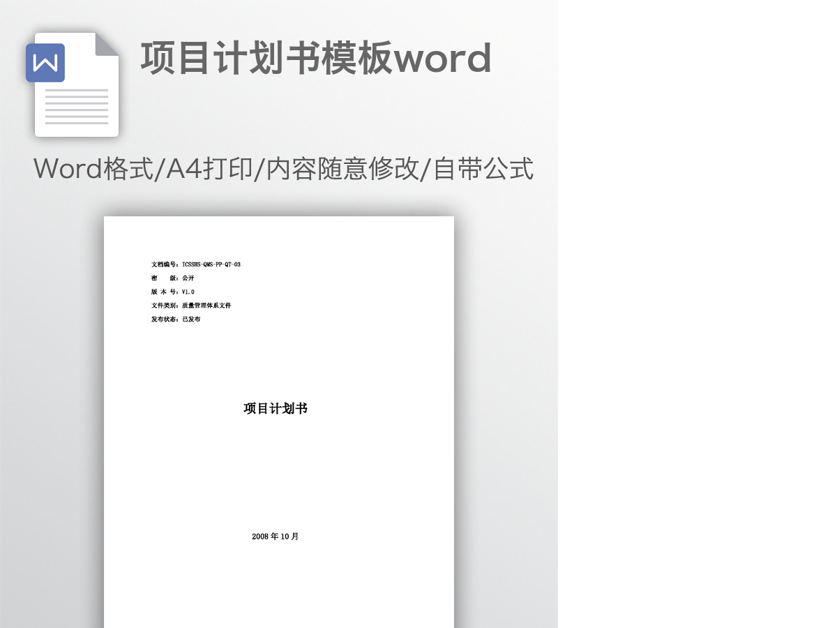 项目计划书模板word 项目计划书模板word