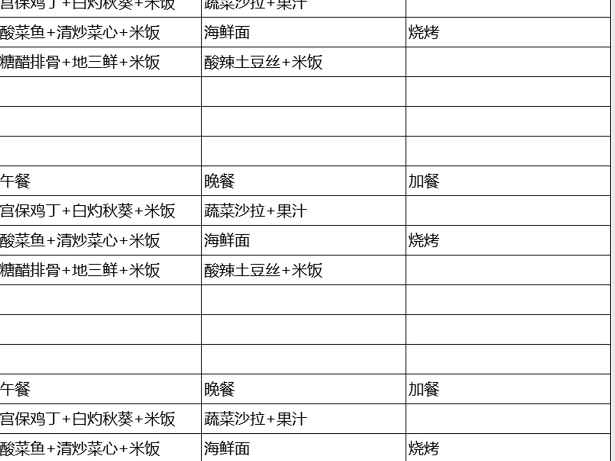 个人饮食计划每周食谱表excel表格模板 个人饮食计划每周食谱表excel表格模板