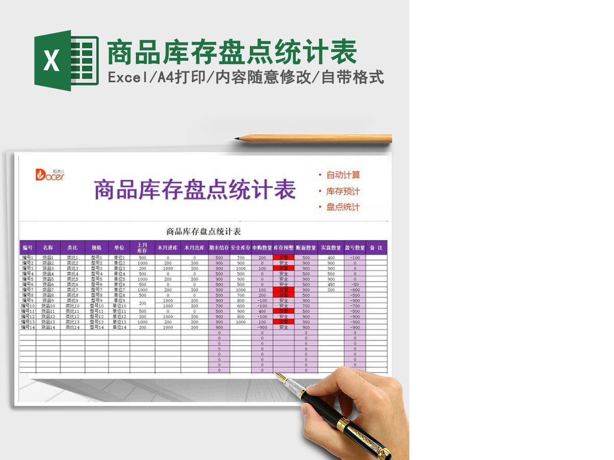 2021年商品库存盘点统计表 2021年商品库存盘点统计表