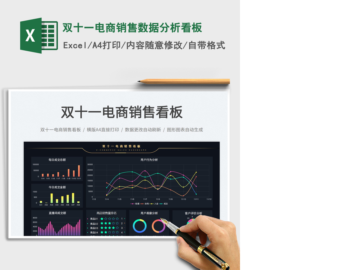 2021双十一电商销售数据分析看板免费下载