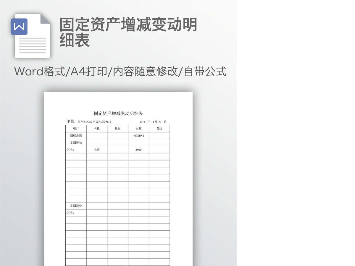 固定资产增减变动明细表 固定资产增减变动明细表