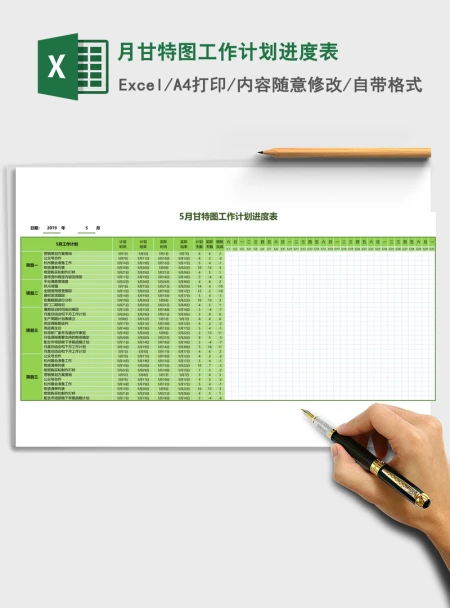 月甘特图工作计划进度表Excel表格 月甘特图工作计划进度表Excel表格