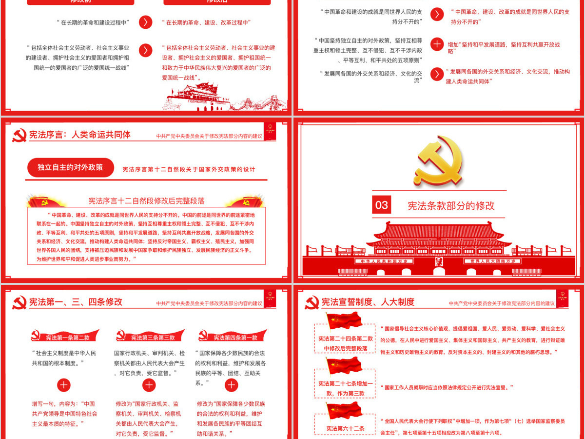 十九届二中全会中共中央宪法修改建议学习红色中国风党建党课PPT模板 十九届二中全会中共中央宪法修改建议学习红色中国风党建党课PPT模板