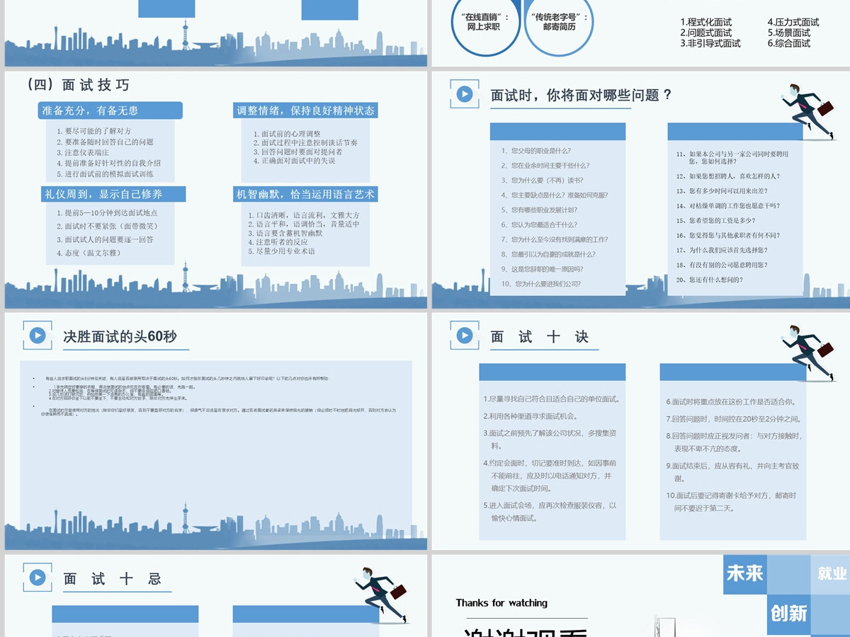 简约蓝色清新大学生就业指导PPT模板 简约蓝色清新大学生就业指导PPT模板