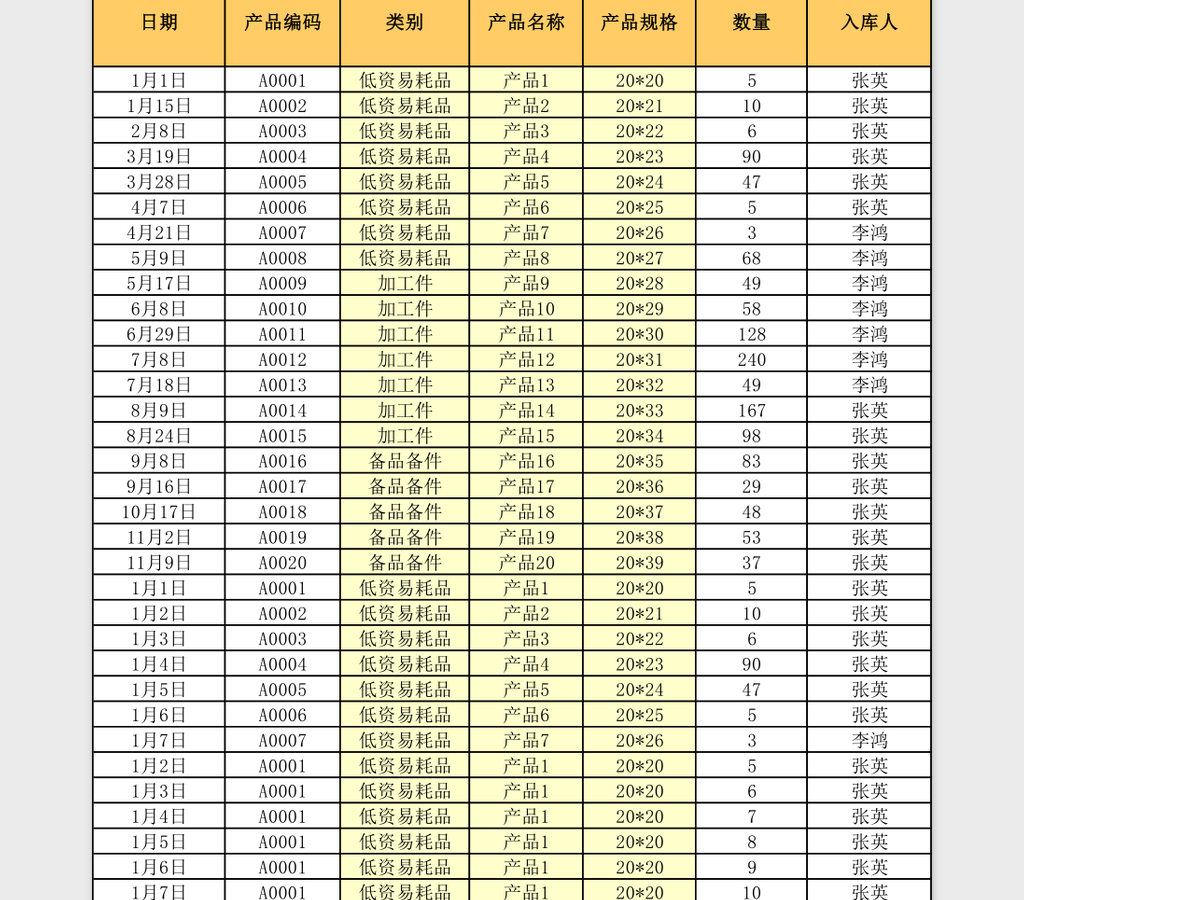 库房管理系统excel表格模板