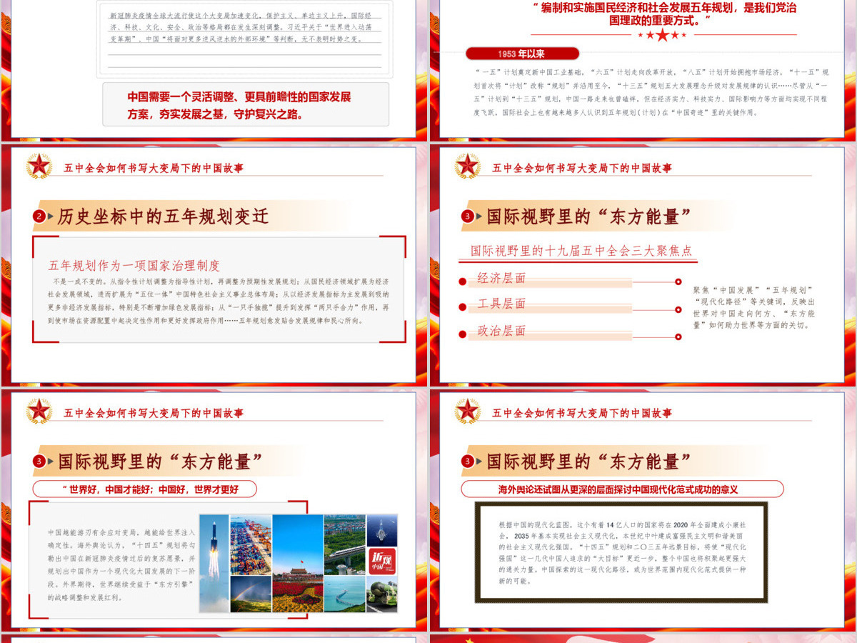 红色大气十九届五中精神解读十四五规划党课PPT模板