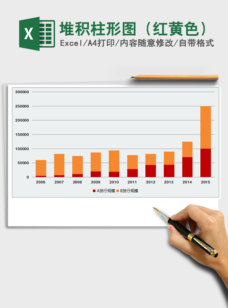 2021年堆积柱形图（红黄色）