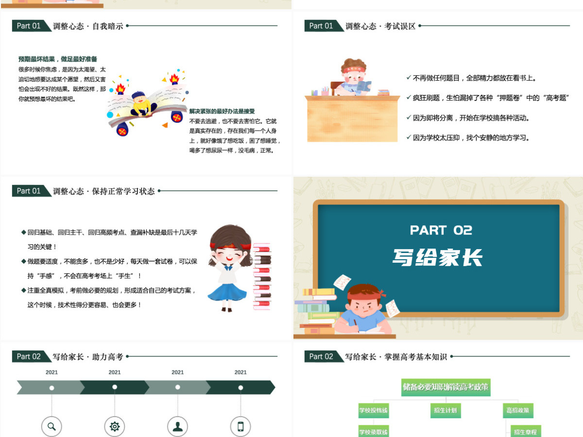 2022百日冲刺决战高考卡通黑板风高考注意事项高考前家长会专题课件模板PPT