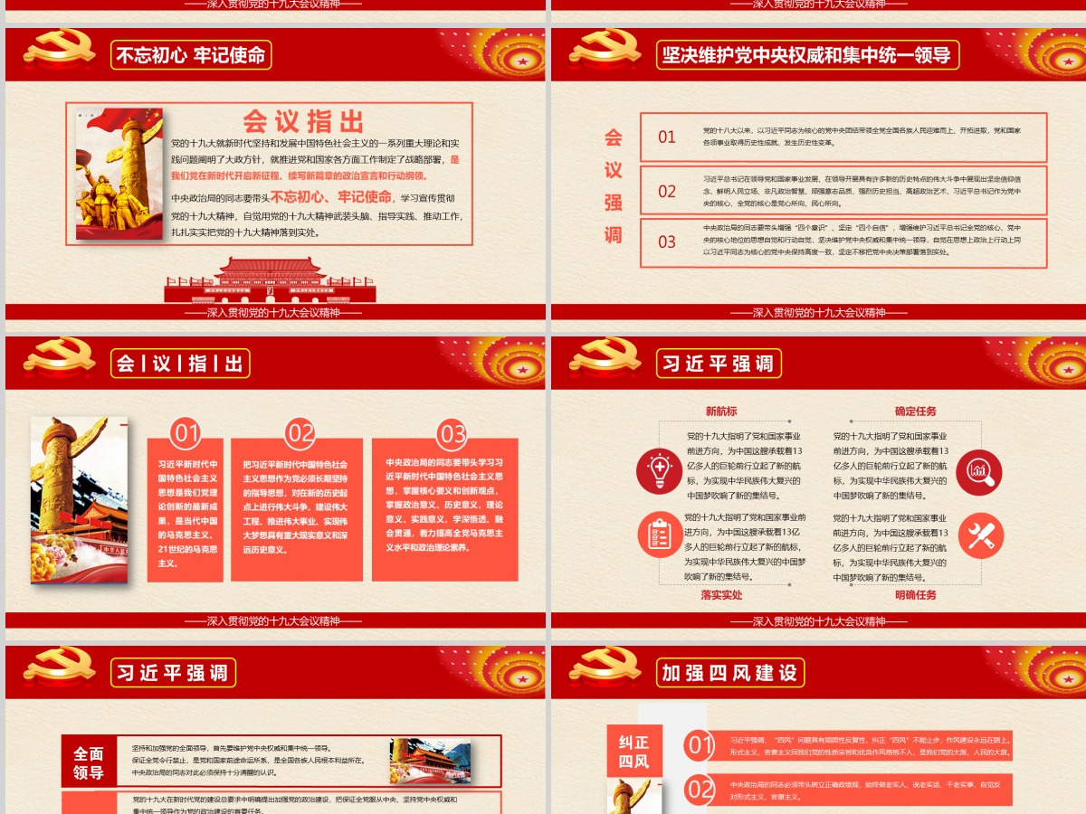 中央民主生活会红色简约党政中国风ppt模板