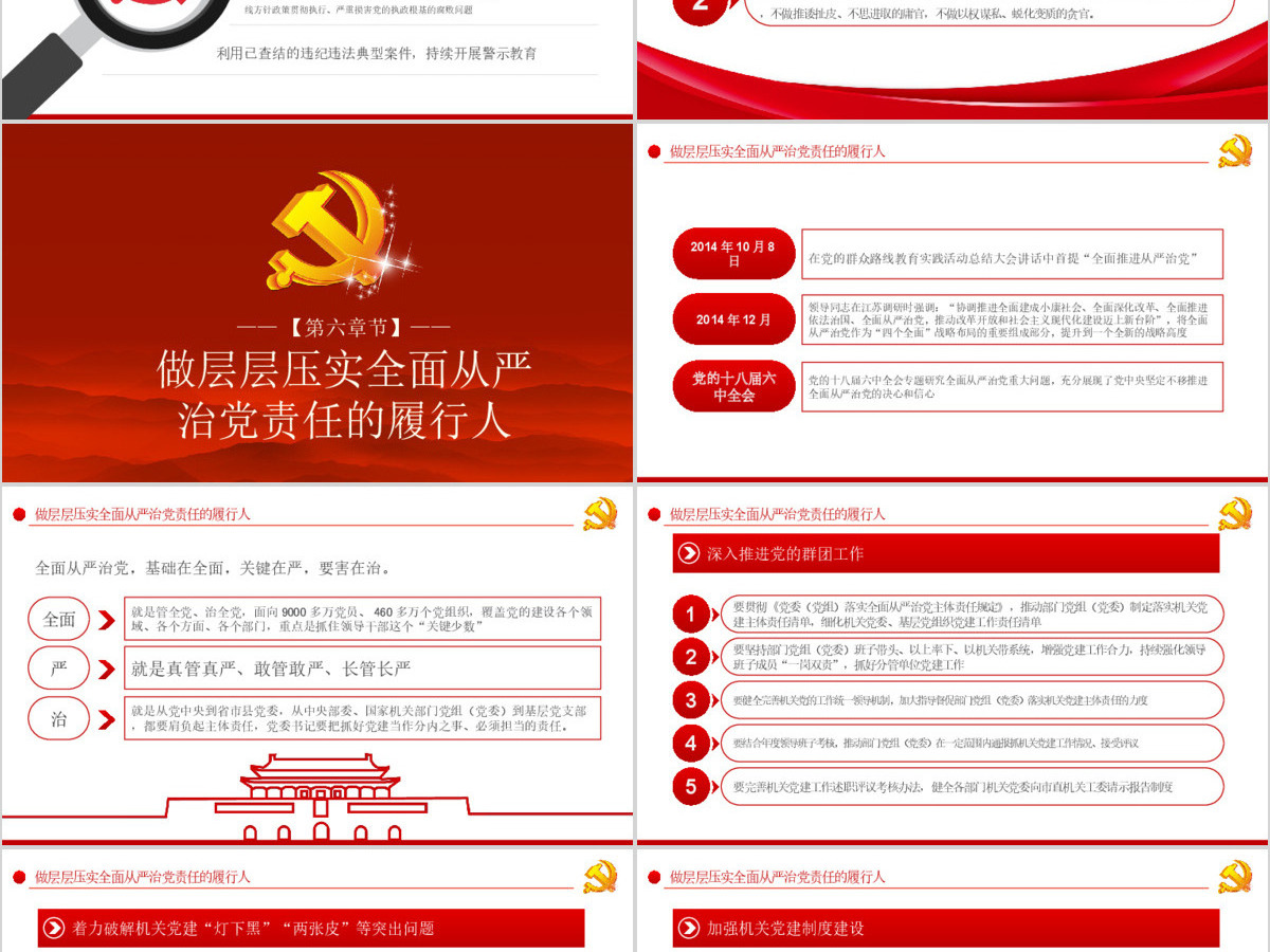 党委（党组）强化政治机关意识走好第一方阵落实全面从严治党主体责任规定专题党课PPT模板