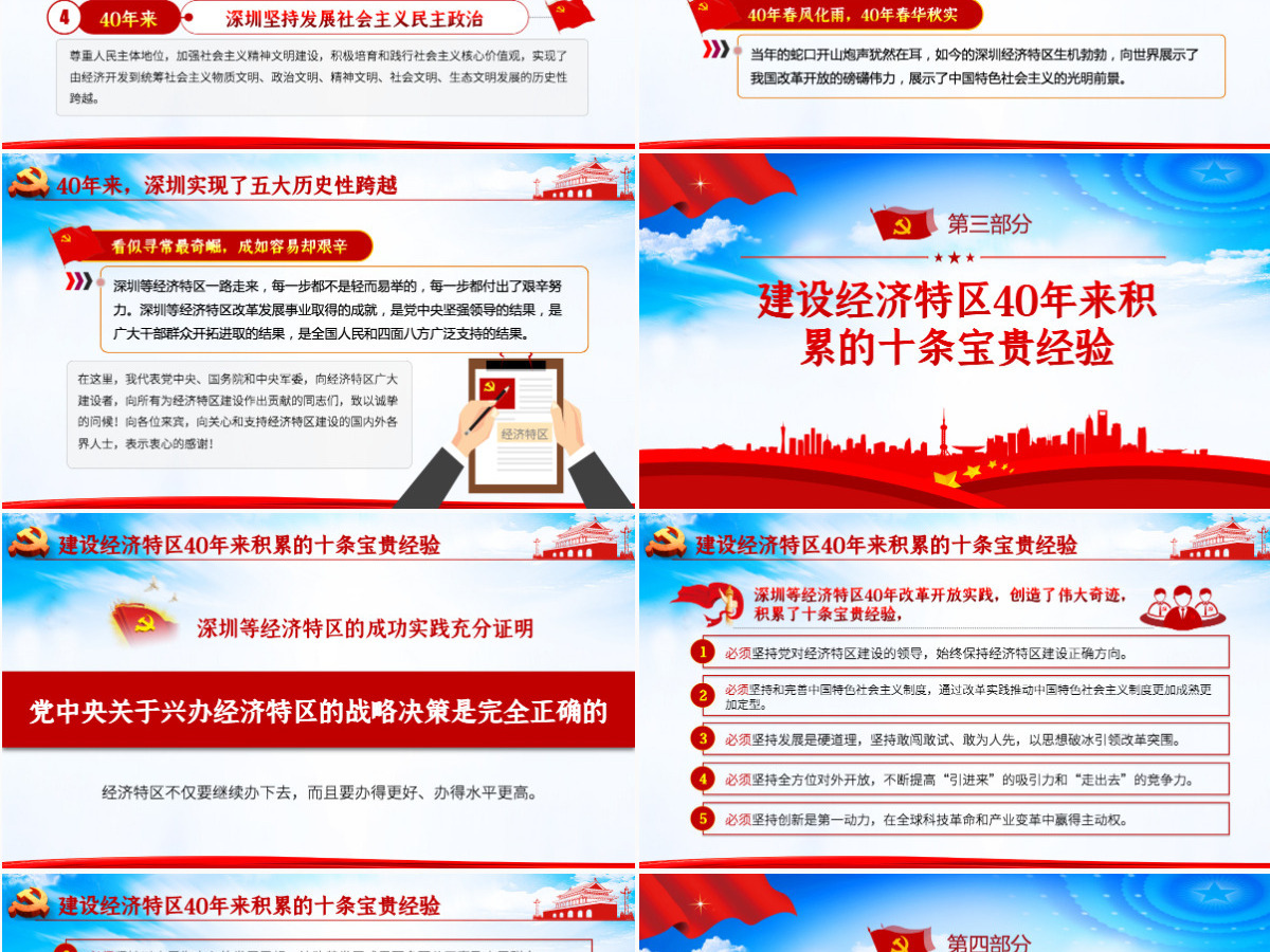 大气党建风深圳经济特区建立40周年庆祝大会PPT-含讲稿 大气党建风深圳经济特区建立40周年庆祝大会PPT-含讲稿
