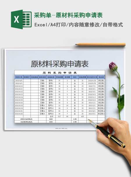 2021年采购单-原材料采购申请表