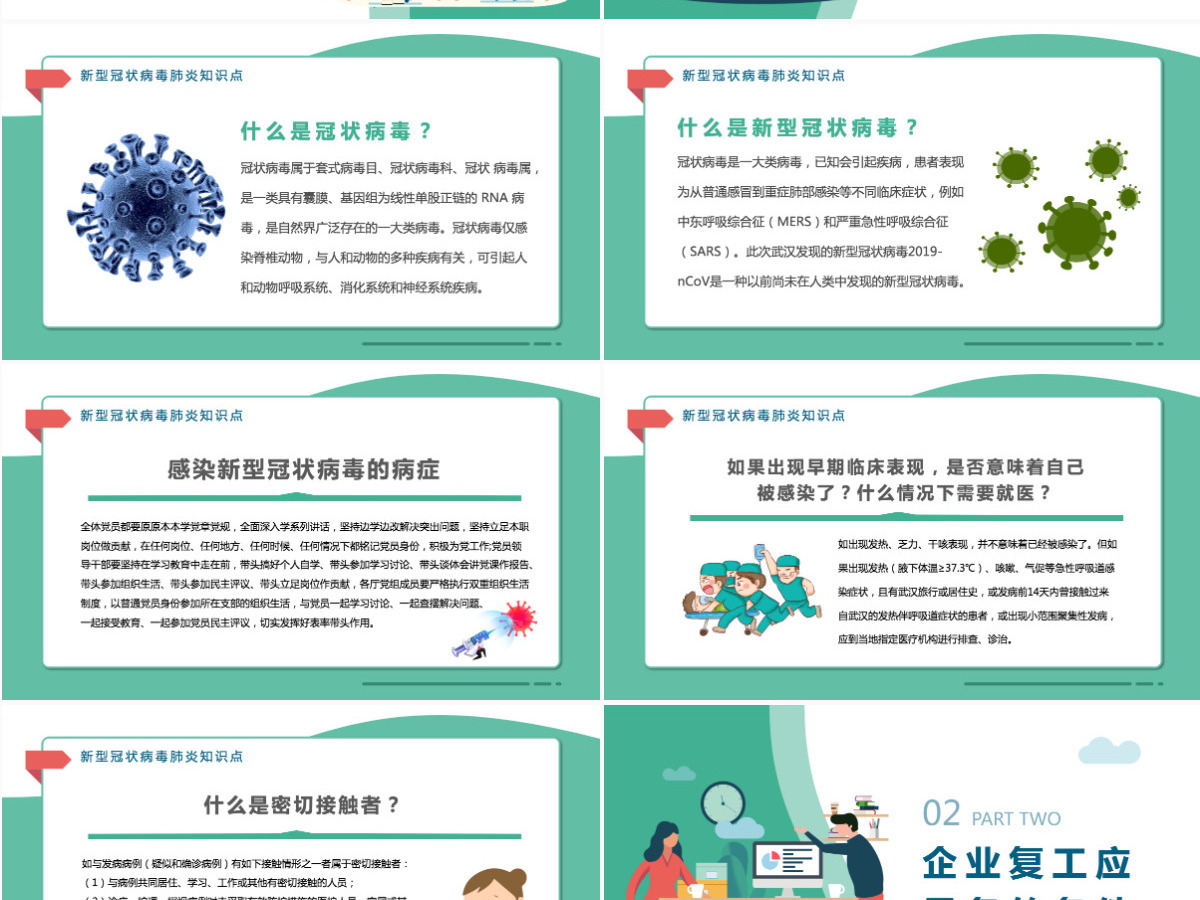 2020绿色清新企业复工新型冠状病毒肺炎病情防控工作要点商务PPT