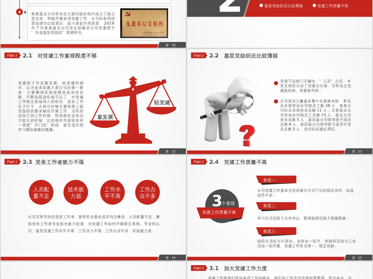 党政基层党建党组党支部工作汇报PPT模板幻灯片 党政基层党建党组党支部工作汇报PPT模板幻灯片