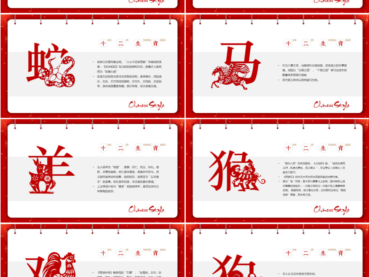 原创剪纸中国风十二生肖中国传统文化PPT模板-版权可商用 原创剪纸中国风十二生肖中国传统文化PPT模板-版权可商用