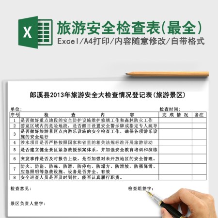 旅游安全检查表(最全)