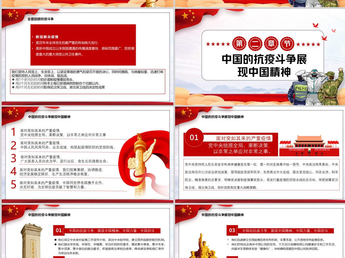 学习贯彻习近平总书记在全国抗击新冠肺炎疫情表彰大会重要讲话PPT模板-含讲稿