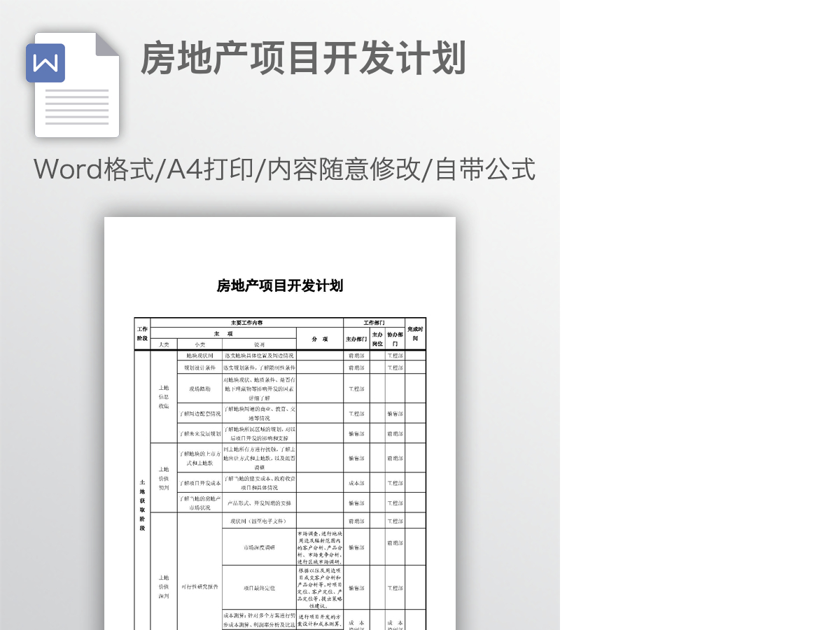 房地产项目开发计划