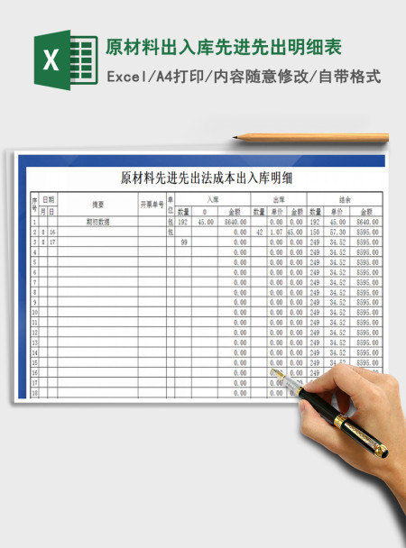 2021年原材料出入库先进先出明细表