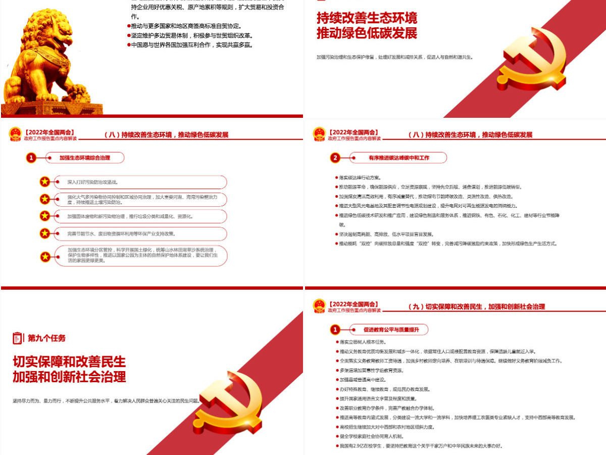 2022政府工作报告全文红色大气深入学习贯彻全国两会精神党课课件PPT-含讲稿 2022政府工作报告全文红色大气深入学习贯彻全国两会精神党课课件PPT-含讲稿