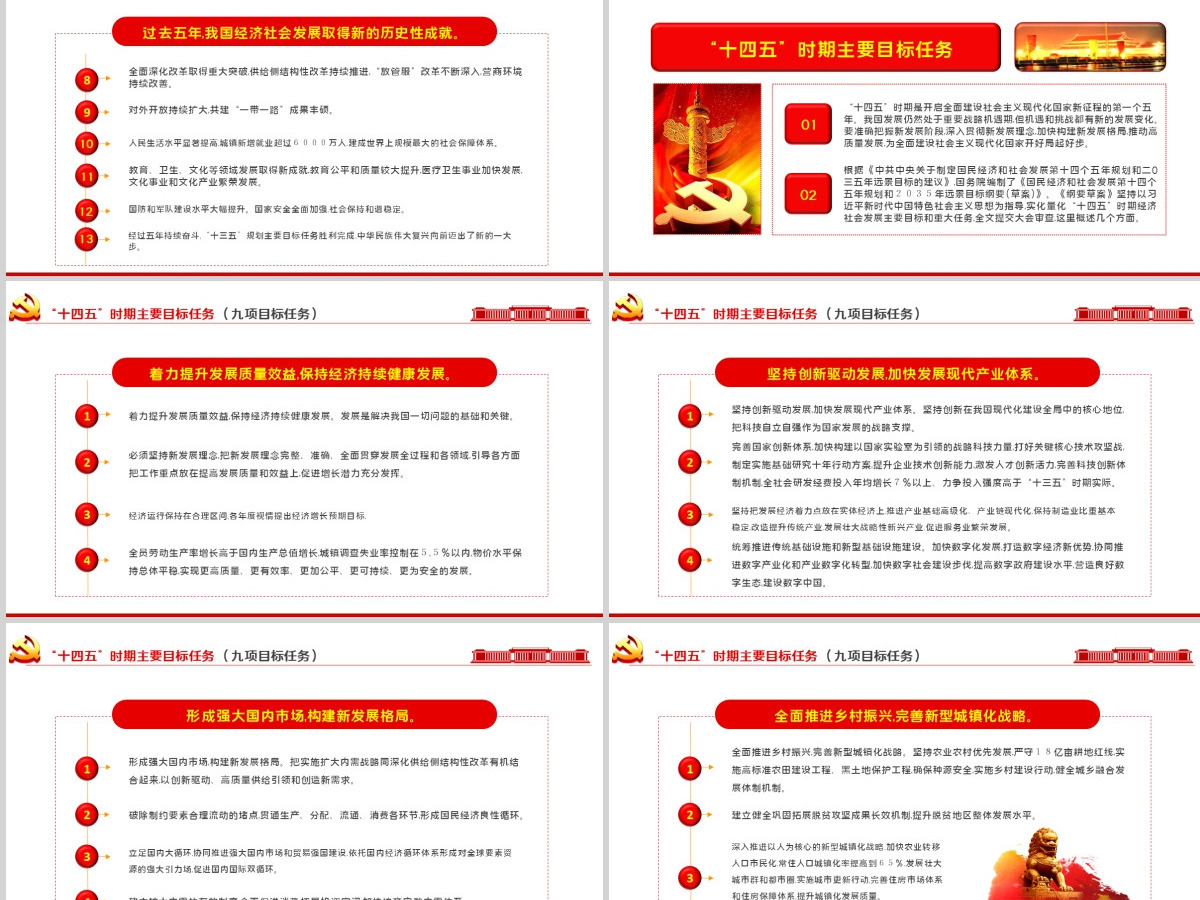 红色简约2021年全国两会政府工作报告学习解读PPT--含讲稿