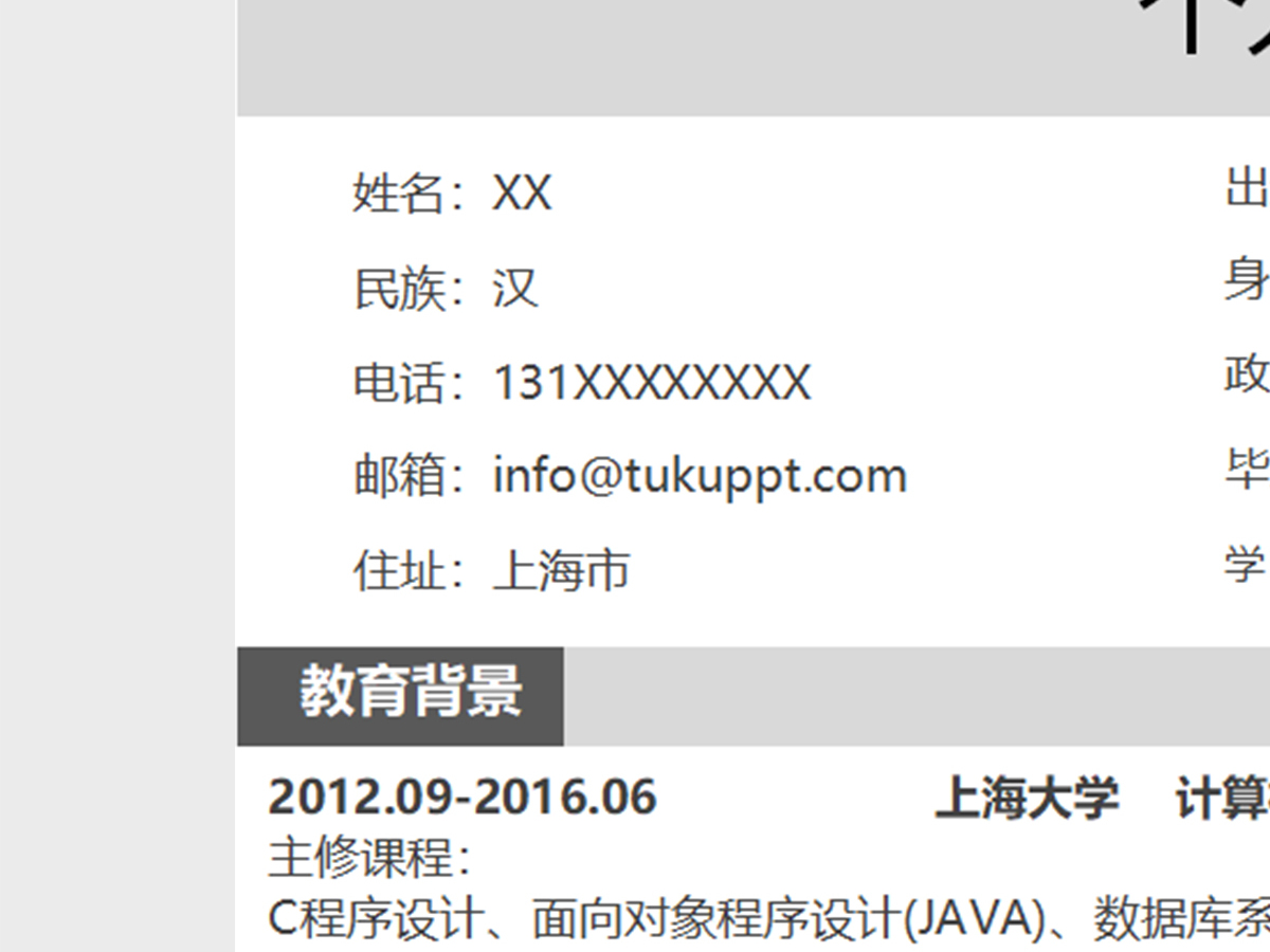 灰色ios工程师Excel简历模板表格 灰色ios工程师Excel简历模板表格