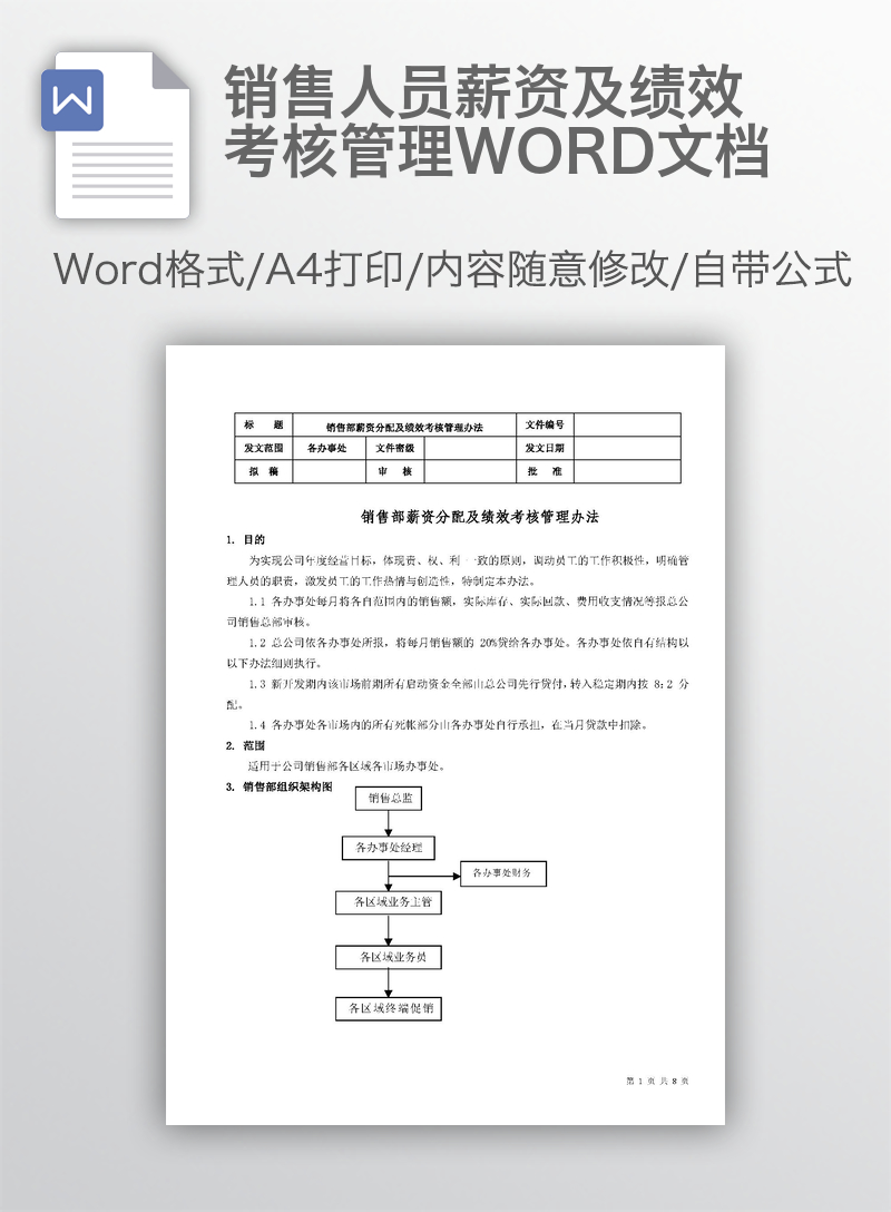 销售人员薪资及绩效考核管理WORD文档