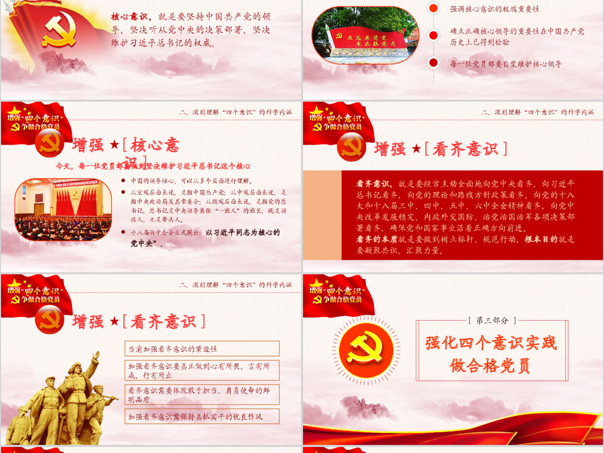 中国四个意识党建PPT模板 中国四个意识党建PPT模板