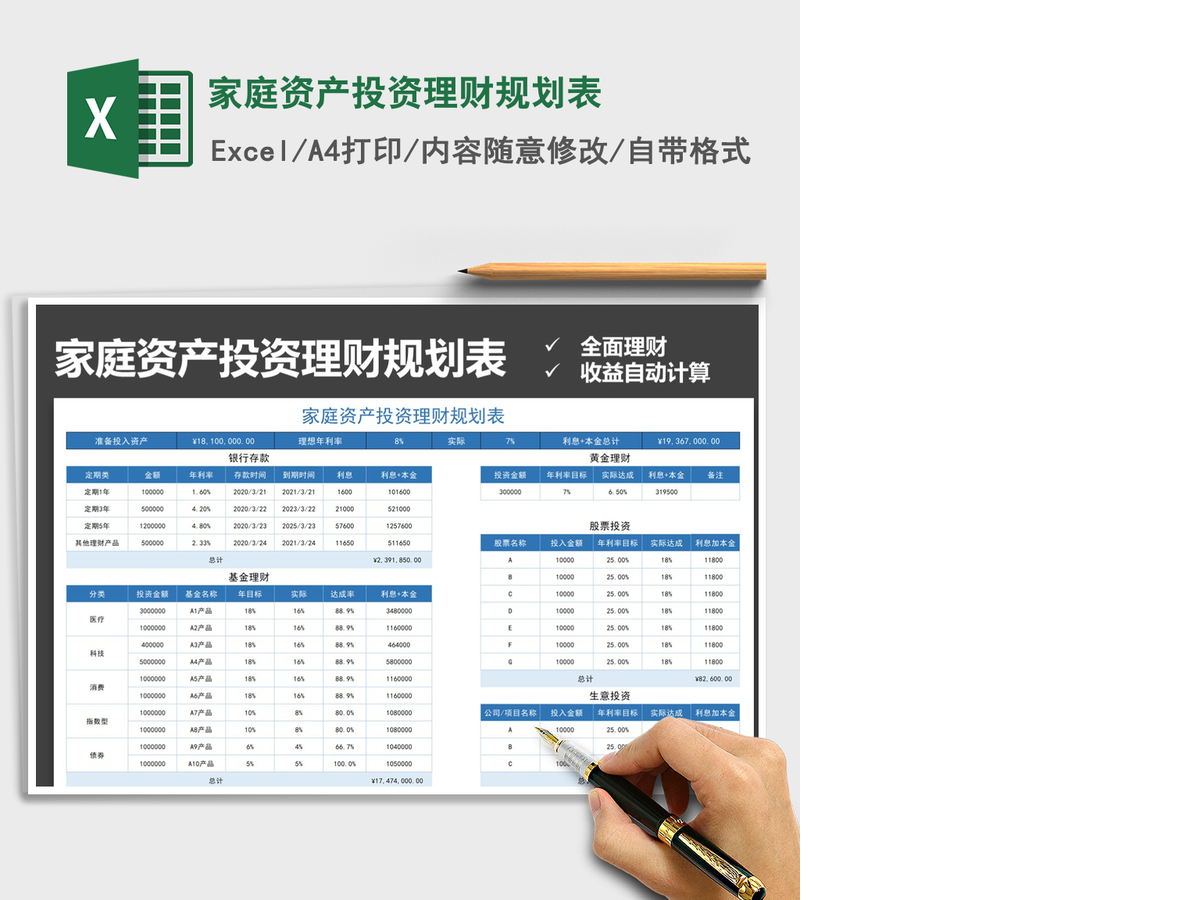 2021年家庭资产投资理财规划表