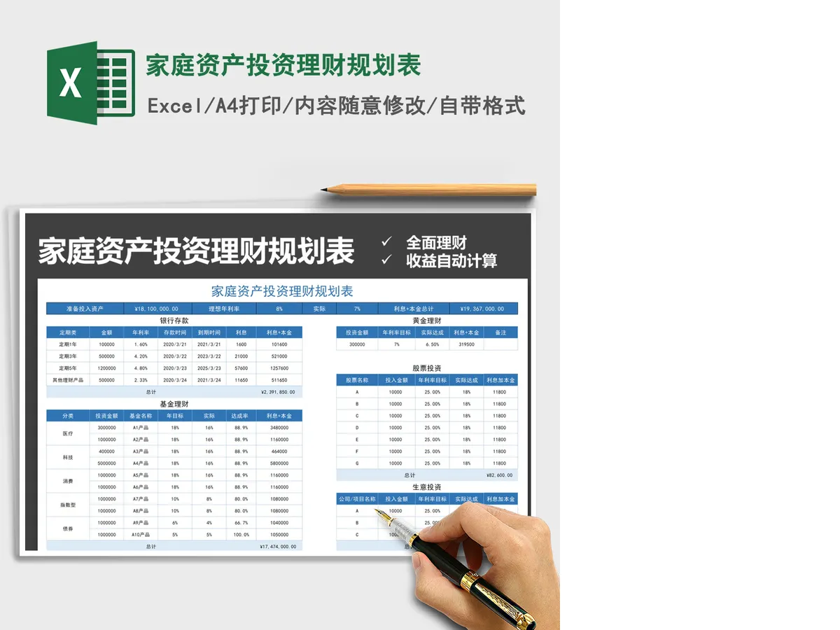 2021年家庭资产投资理财规划表 2021年家庭资产投资理财规划表