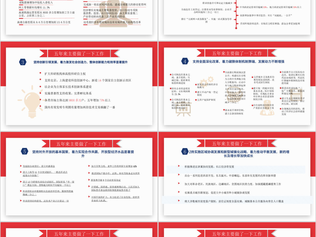 红白扁平风两会政府工作报告解读PPT模板 红白扁平风两会政府工作报告解读PPT模板