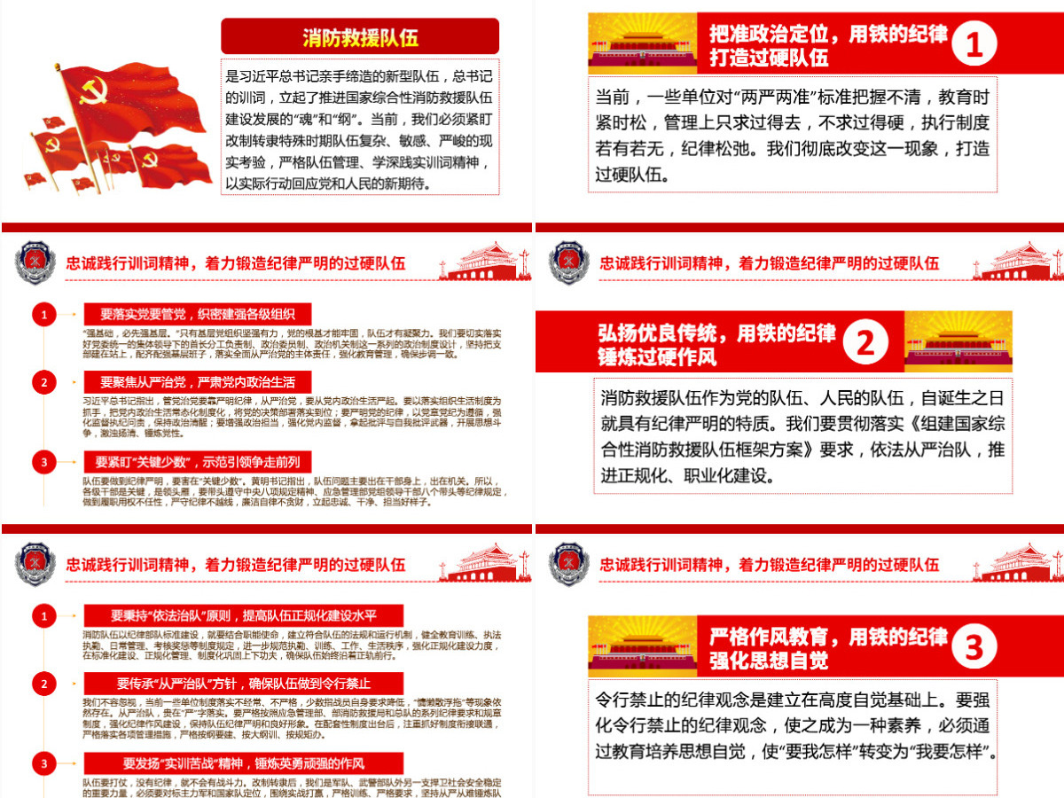 牢记领袖训词永做忠诚卫士红色大气喜迎二十大全力保平安消防系统专题党课PPT