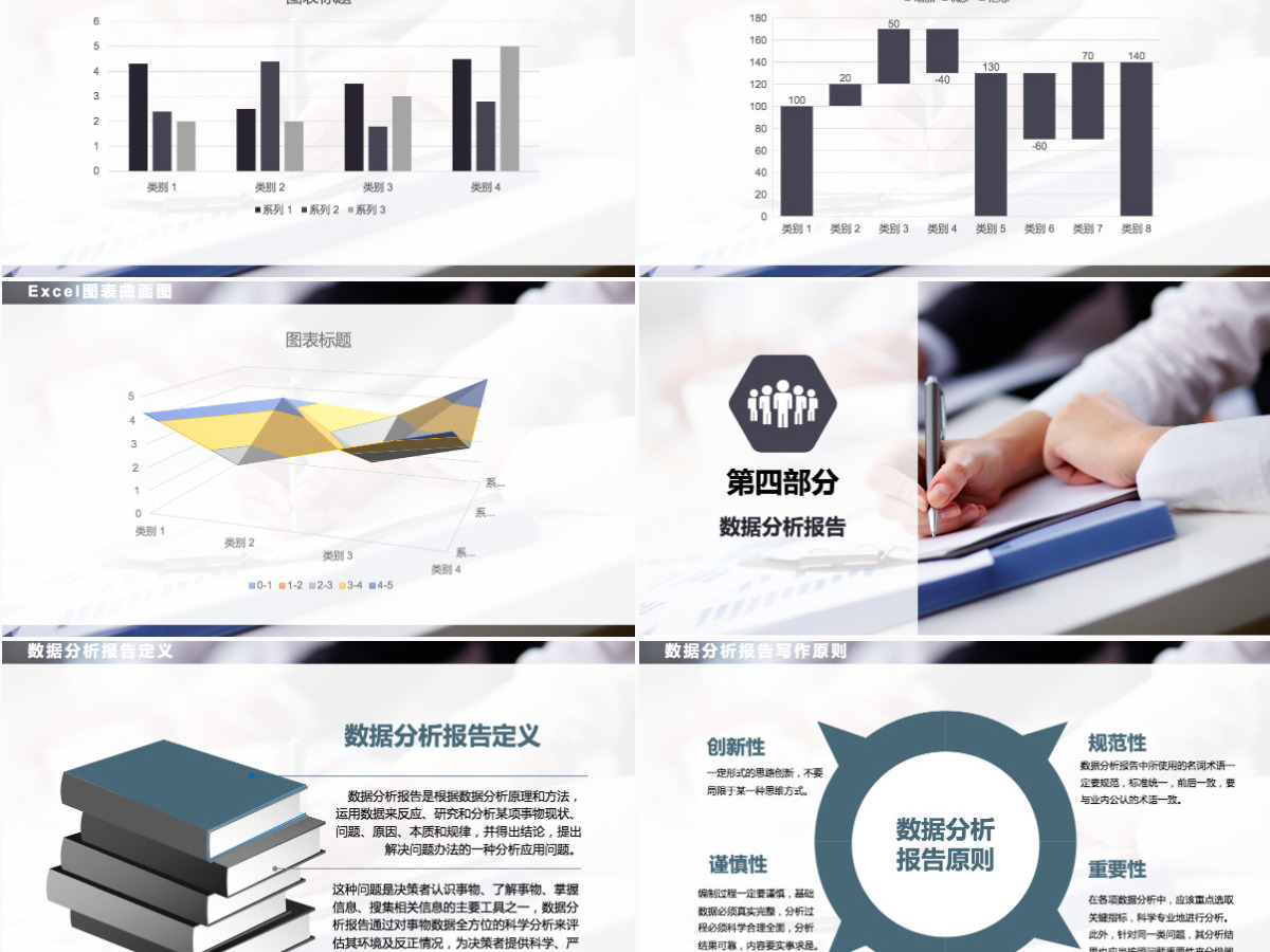 蓝色商务数据分析师培训课件财务数据分析图表分析培训PPT模板