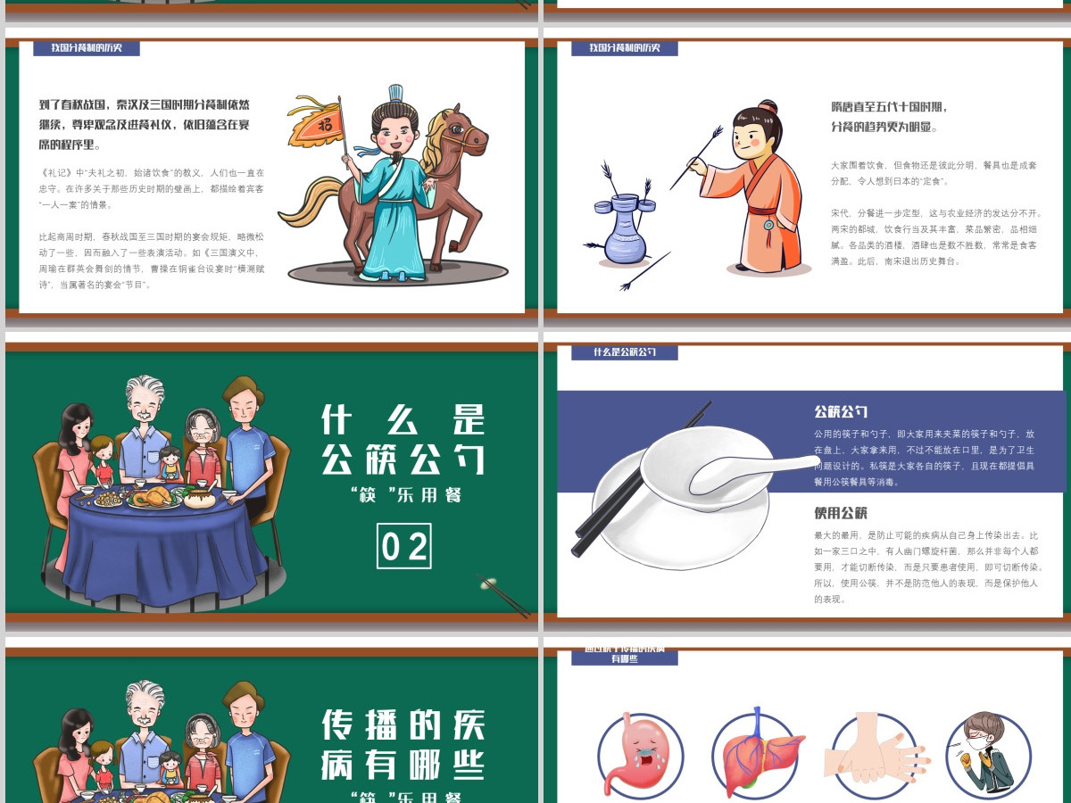 绿色齐家团圆分餐不分爱筷乐用餐倡导公筷公勺文明用餐ppt-渲模网