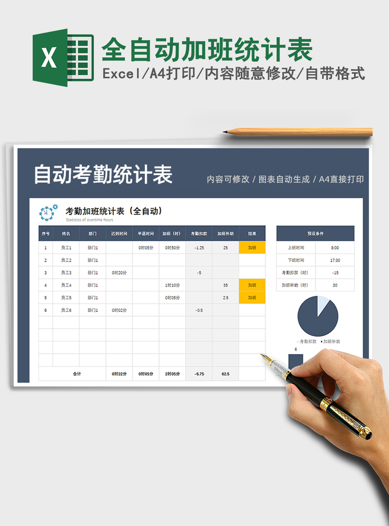 2021年全自动加班统计表