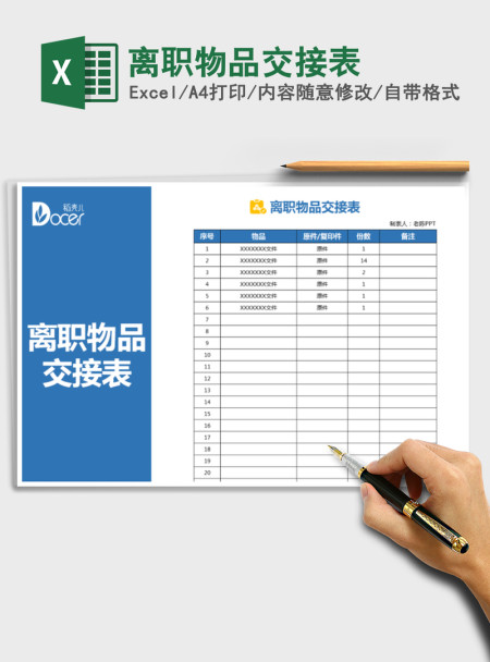 2021年离职物品交接表