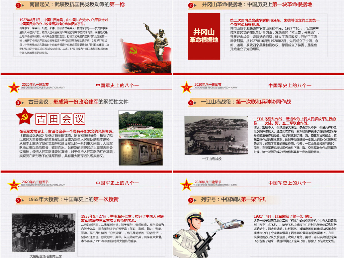 2020八一建军节军史军魂国防教育爱国教育PPT模板 2020八一建军节军史军魂国防教育爱国教育PPT模板