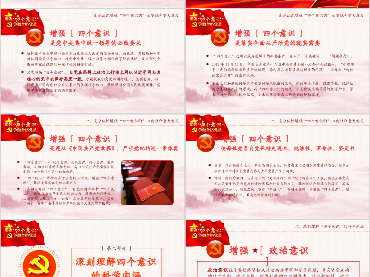 中国四个意识党建PPT模板 中国四个意识党建PPT模板