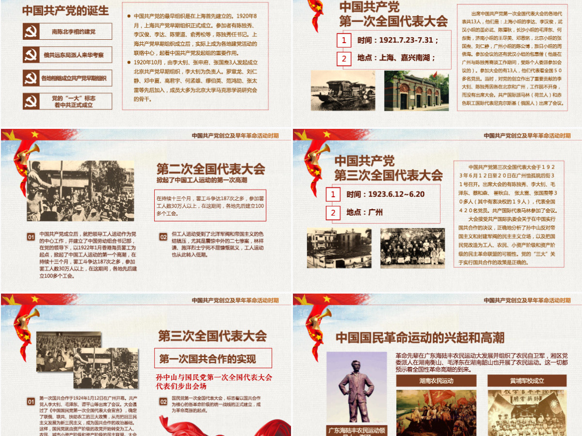 建党节100周年光辉的历程党课课件中国共产党党史党建PPT模板-含讲稿