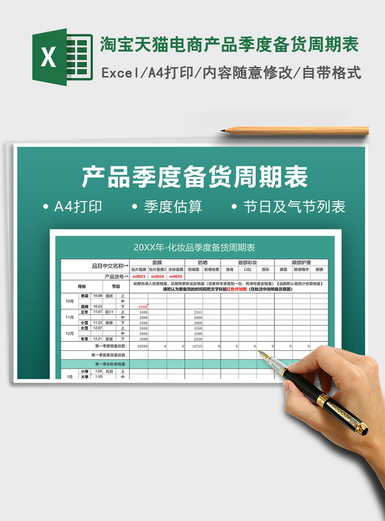 2021年淘宝天猫电商产品季度备货周期表