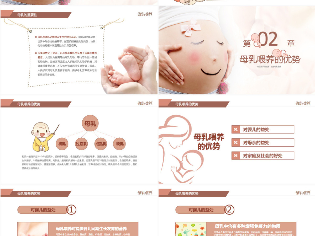 原创准妈妈母乳喂养知识培训亲子母婴PPT模板-版权可商用