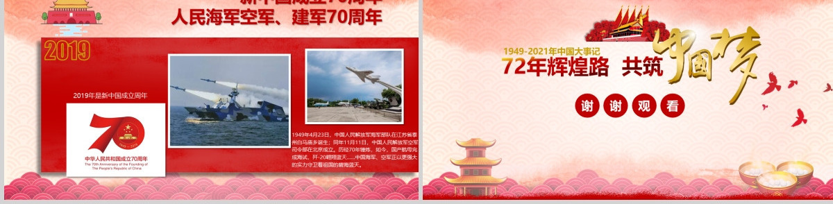 国庆建国72周年大事记光辉历程PPT模板