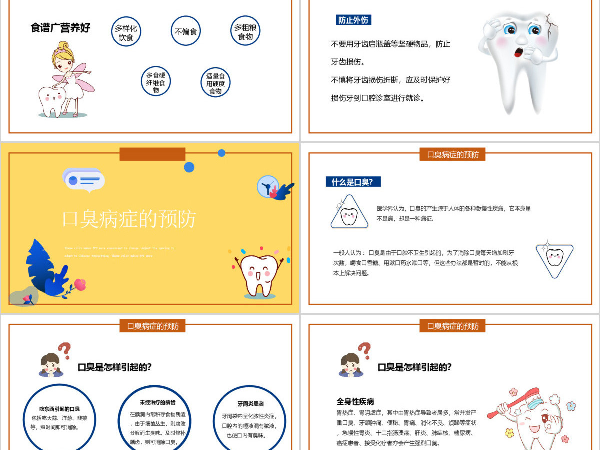 淡黄色简洁风全民爱牙日PPT模板