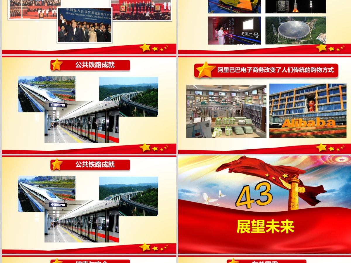 原创改革开放四十三周年成就展经验党课学习PPT
